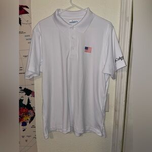 Columbia White USA Polo Shirt for Men - medium